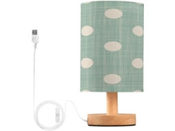 Abajur De Cabeceira Com Estampa Bolinhas, Portas De Carregamento Usb C, Luminária De Mesa Cabeceira, Luminária De