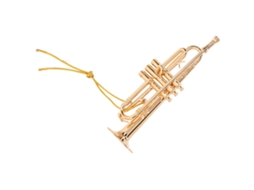 Walshlxq adorno de Trompeta em Latão Miniatura Instrumento Musical Modelo Exquisito Decoração de Escritório Dourado