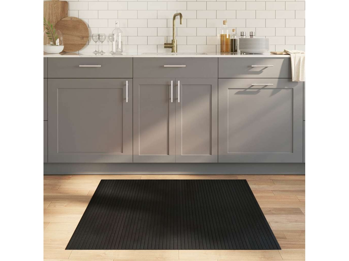 Vidaxl Tapete Retangular 100x100 Cm Bambu Preto