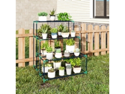 Suporte Para Plantas 4 Níveis Em Escada, Estrutura Metálica, Interior/exterior, Verde