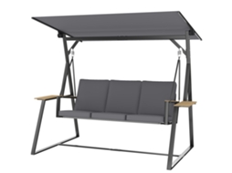 Toldo Ajustável para jardim 3 lugares com bandejas almofadas e estrutura metálica 360kg BTFORUS