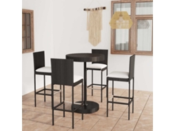 Vidaxl 5 Pcs Conjunto De Bar P/ Jardim C/ Almofadões Vime Pe Preto