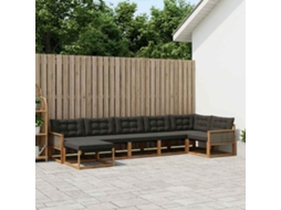 Vidaxl Conjunto De Sofás Para Exterior 7 Unid. Natural E Preto