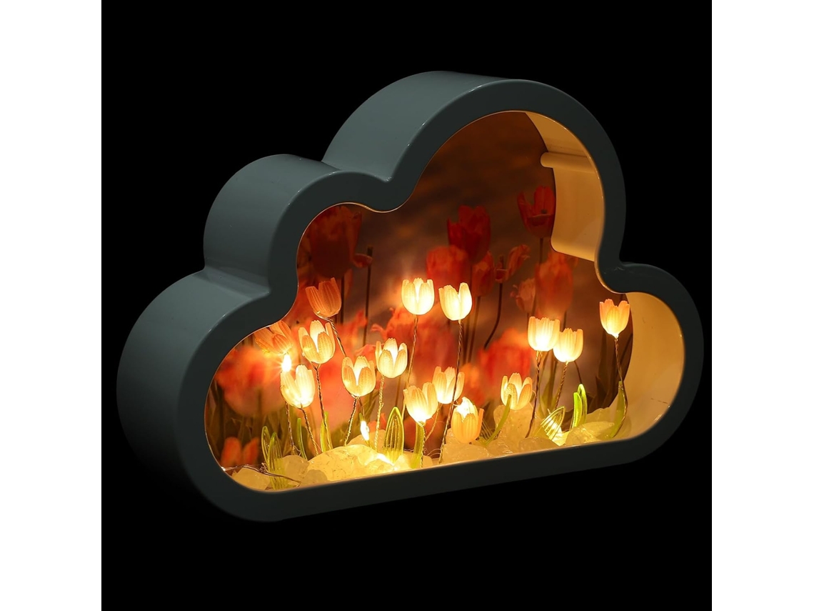 Luminária Noturna Tulipa Uonlytech Diy Cloud 20 Peças, Rosa, Com Luz E