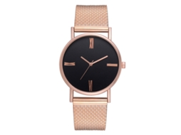 Relógio unissex de moda com movimento de quartzo e pulseira de metal (ouro rosa)