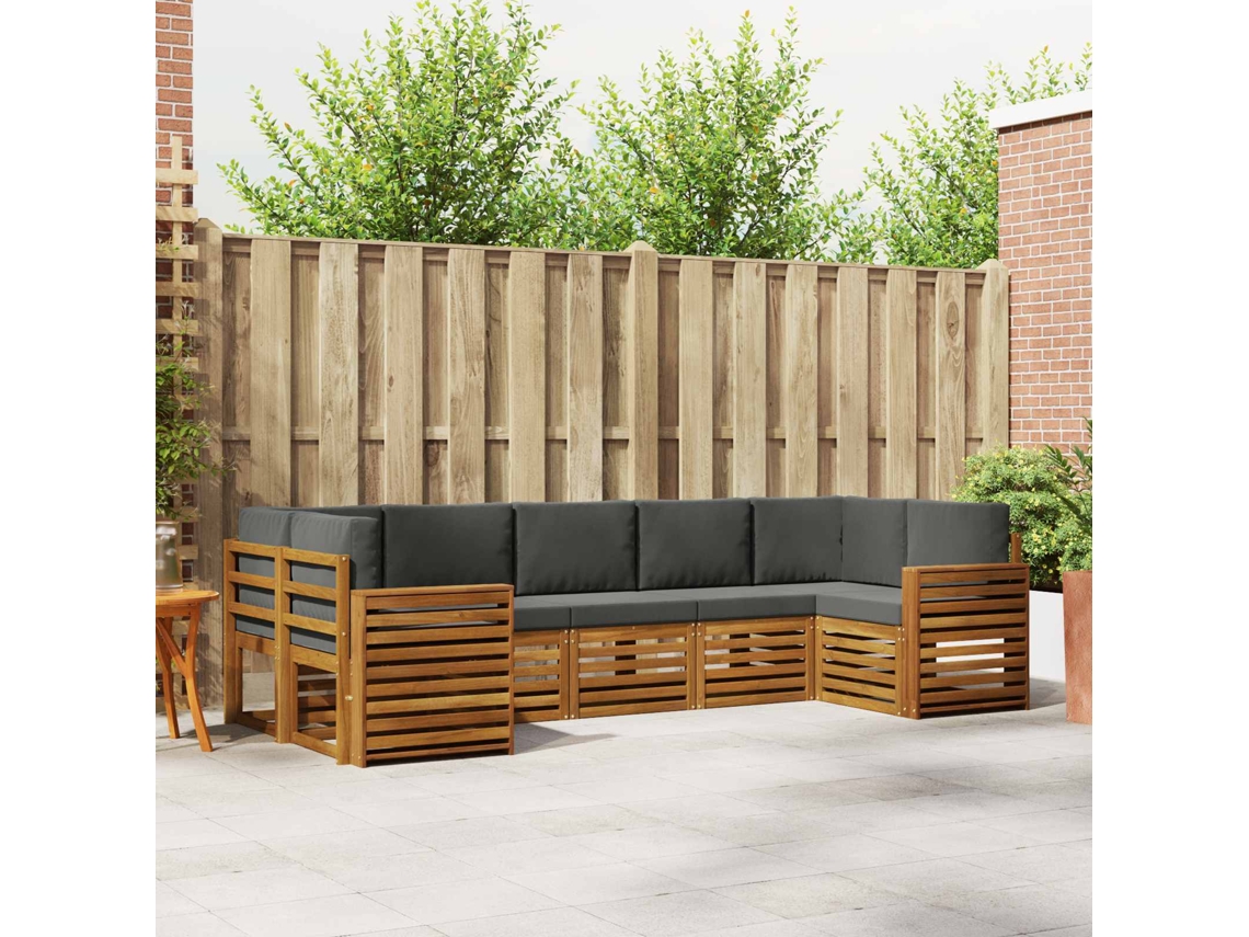 Vidaxl Conjunto De Sofá Sectional 7 Pcs Natural E Antracite