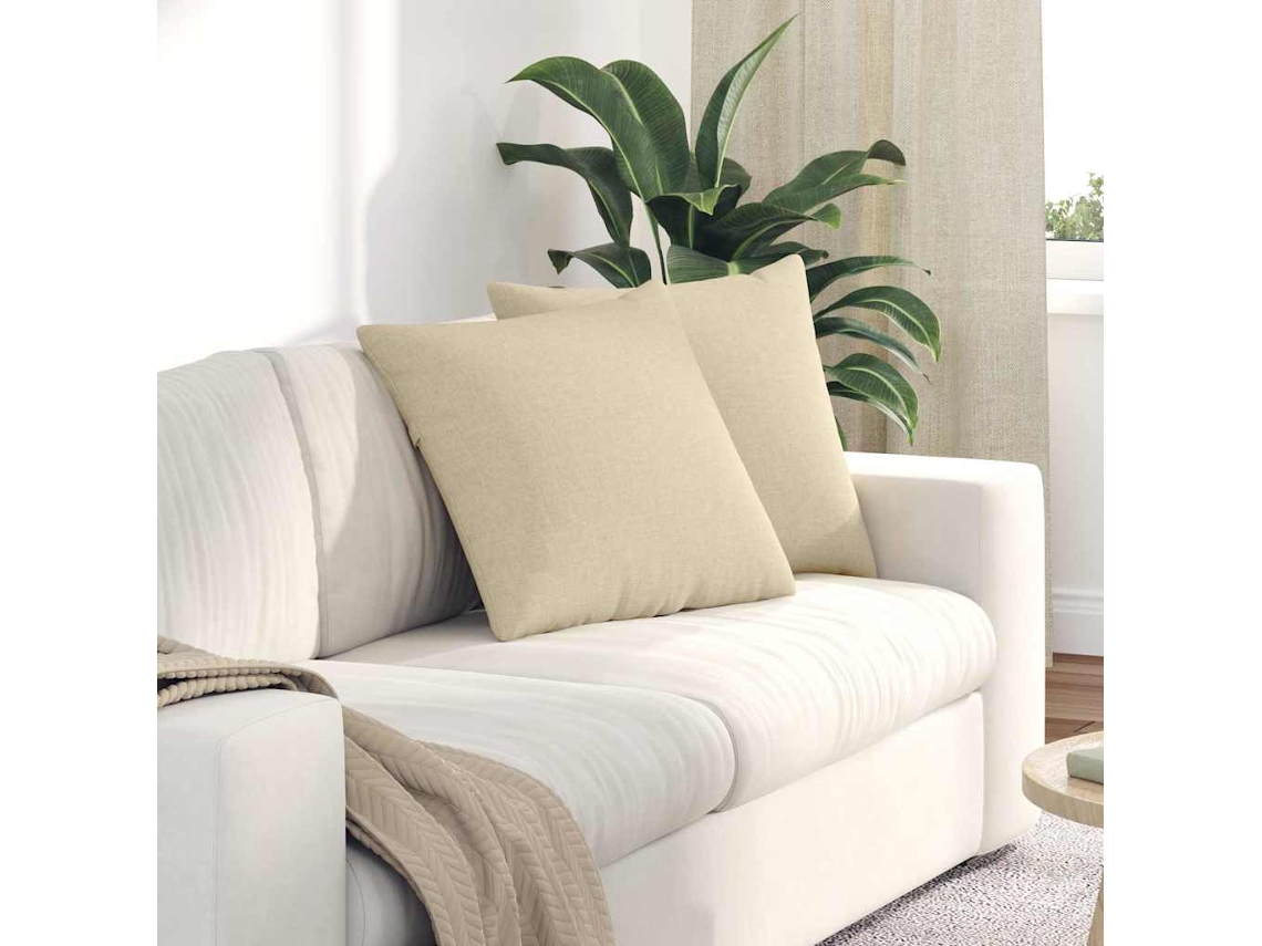 Vidaxl Travesseiros De Sofá 2 Pcs Creme 50 X 50 Cm Tecido