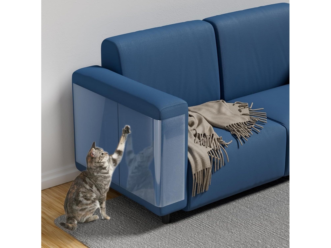 Película Protetora Anti arranhão Gato 15×40cm Embalagem 12 Unidades Transparente Aderência Forte Proteção Sofá Parede ZYBLSSBB
