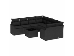Maison Exclusive - Conjunto De Sofá De Jardim Com Almofada 9 Pcs Preto Vime Pe