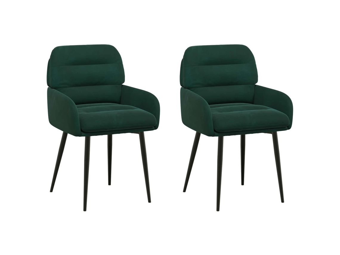 Conjunto 2 Cadeira De Jantar Vidaxl Verde Veludo (59 X 59,5 X 90 Cm)