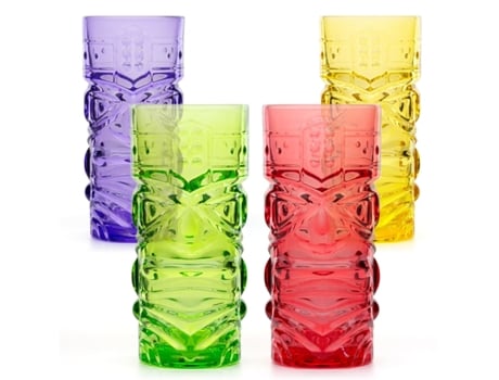Bar Bespoke Colorido Tiki Gods Tall Highball Mixer Cocktail Glass 4pk Ckb Ltd