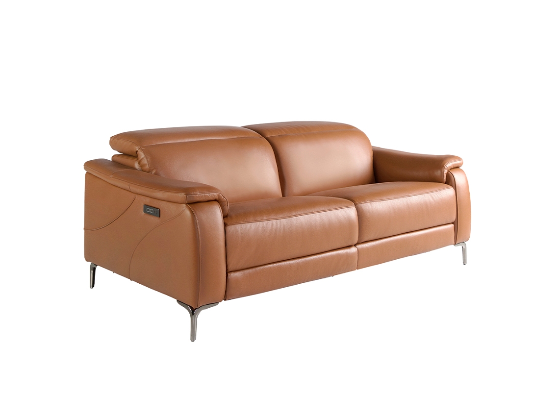 Sofá Relaxante de 3 Lugares em Pele Castanha ANGEL CERDA 188 x 108 x 77 (188 x 108 x 77 cm)