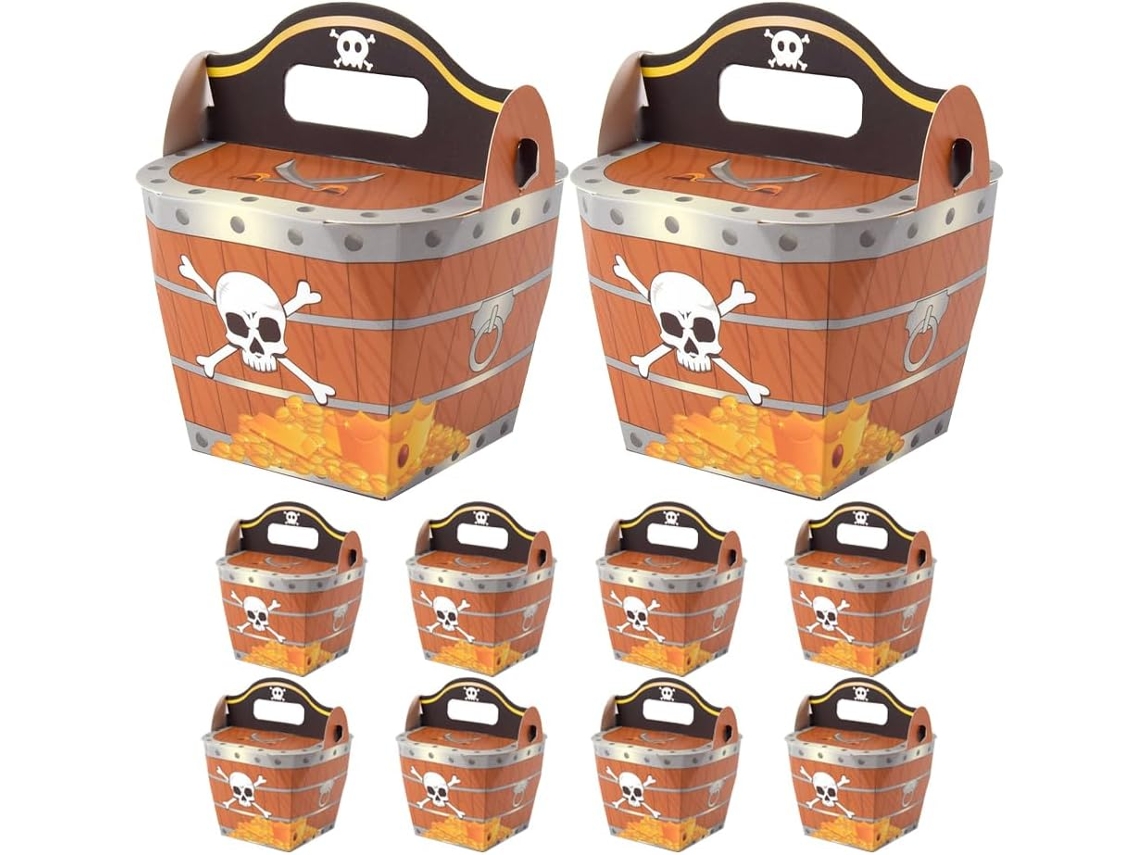 Caixas De Doces Para Festa Homoyoyo Com Design Baú Pirata, Tamanho Pequeno, Papel Resistente, Para Crianças E Eventos