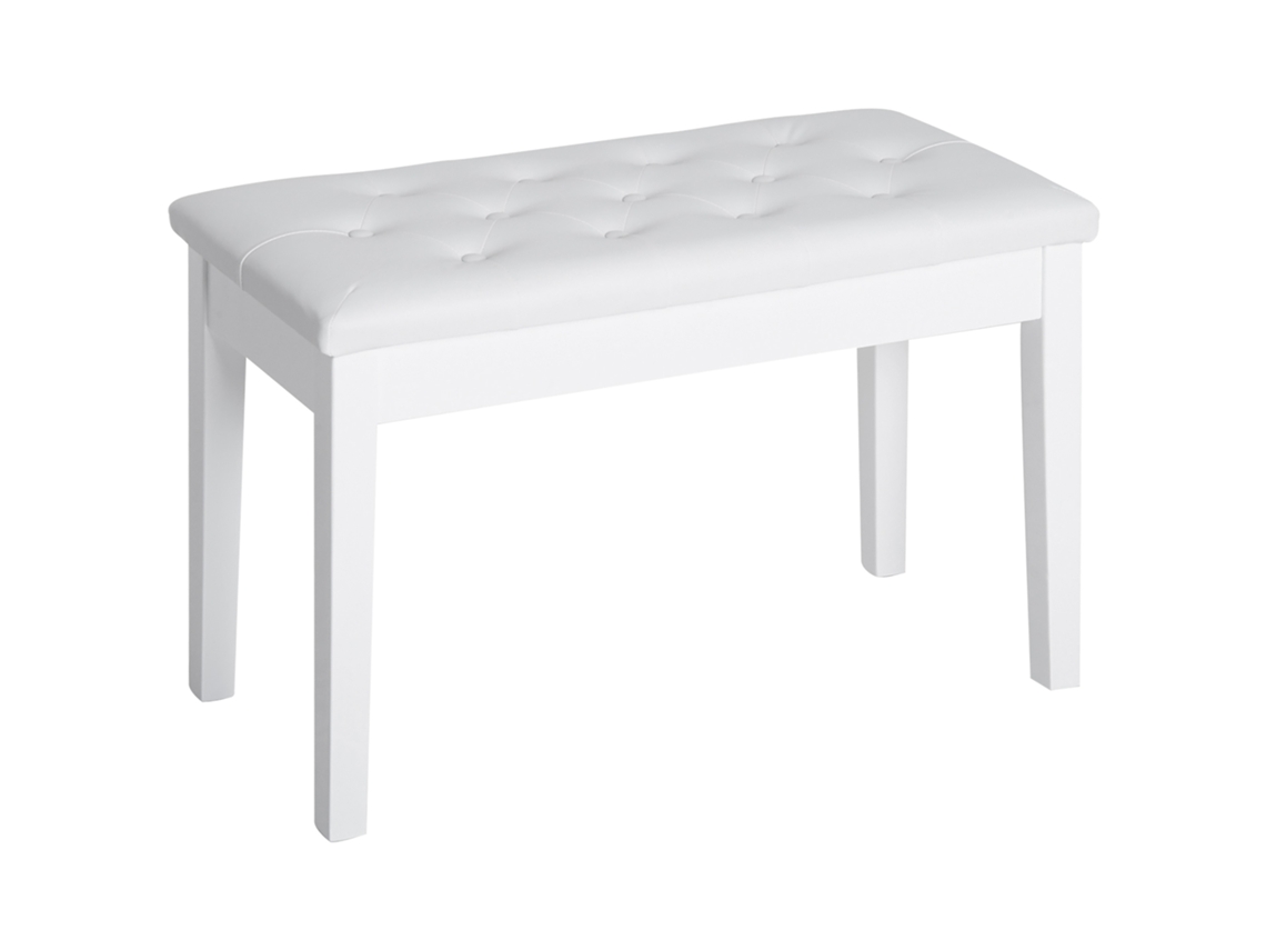 Banco para piano com armazenamento, couro sintético, branco (76x36x50 cm) | S/MARCA