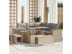 Vidaxl Conjunto De Sofá De Jardim 8 Unid. Bege Vime Pe