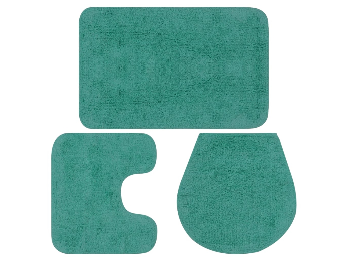 Vidaxl Conjunto Tapetes De Casa De Banho 3 Pcs Tecido Turquesa