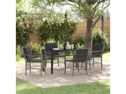 Vidaxl Conjunto de Jantar para Jardim 5 Pcs Cinzeto Vime Pe