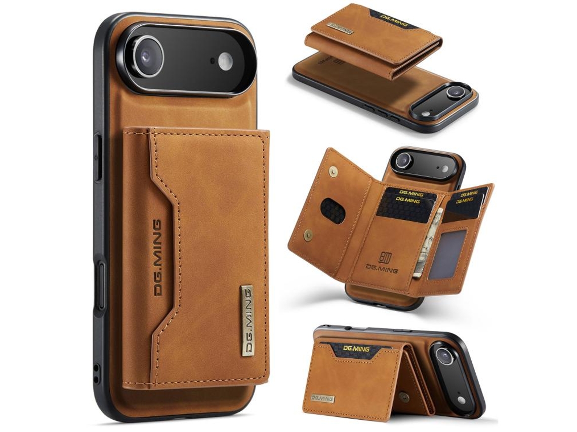 Capa De Couro Para Iphone 17 Air Com Porta-cartões Triplo Da Dg.ming