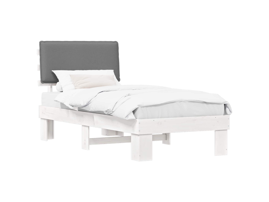 Estrutura de Cama com Cabeceira Estofada em Cinzento Claro MAISON EXCLUSIVE
