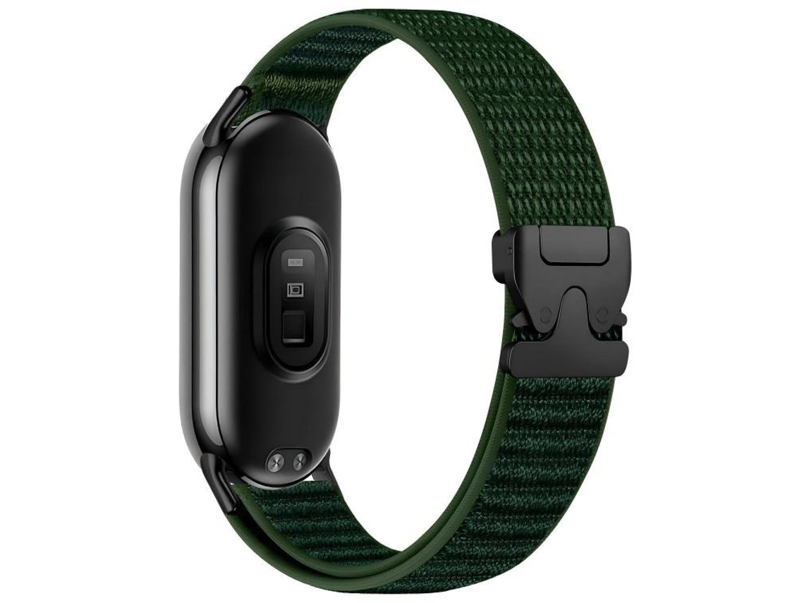 Bracelete para Xiaomi Smart Band 10/9/8 em nylon trançado com padrão de montanha e fivela de paraquedas verde abeto XIAOMOYU
