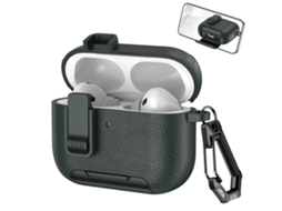 Capa Para Fones De Ouvido Sem Fio Airpods Pro 3 Com Textura De Couro, Com Gancho E Suporte.