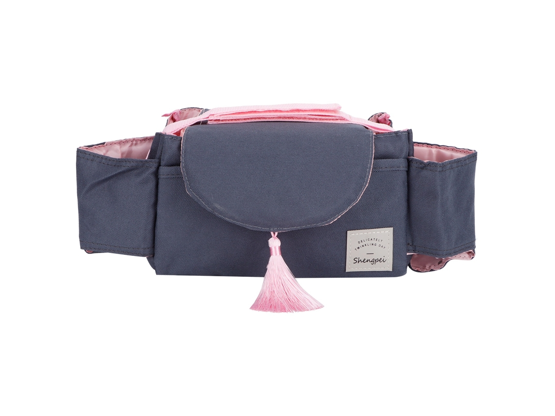 Organizador de Carrinho de Bebê com Porta copos Rosa Franja S/MARCA