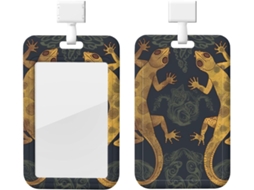 Porta-cartões Crachá com cordão, porta-cartões Crachá em formato de lagarto, plástico impermeável, porta-cartões vertical retrátil.
