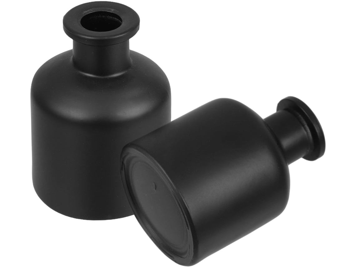 Conjunto De 2 Frascos Difusores Cilíndricos De Vidro Preto De 50ml Com Design Elegante.