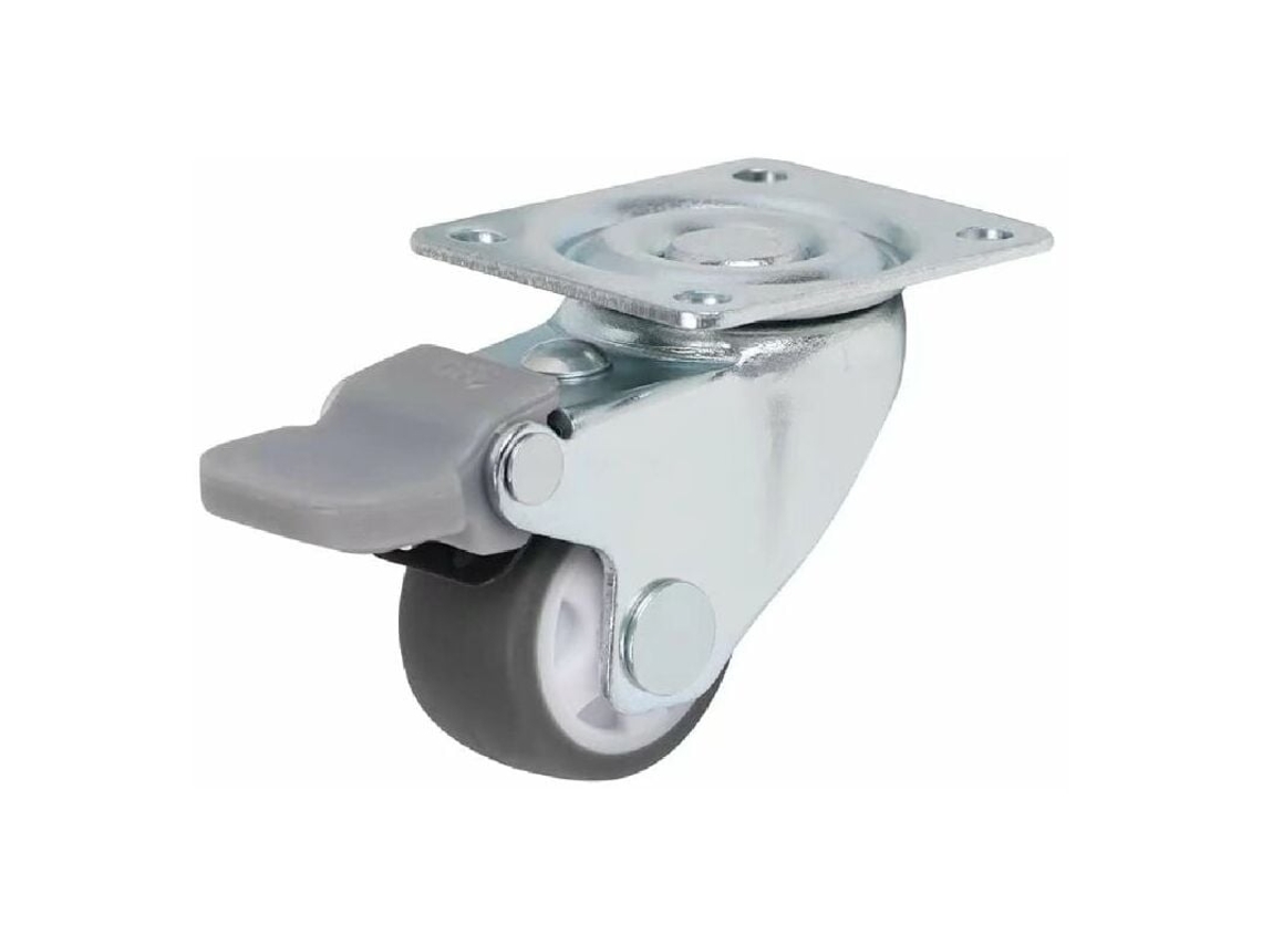 Conjunto De 2 Rodízios Giratórios Pretos De 38 Mm Com Freio, Para Transporte De Móveis Klb Aquaforge