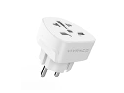 Adaptador VIVANCO De Viagem 1T W- EU M-F (Branco)