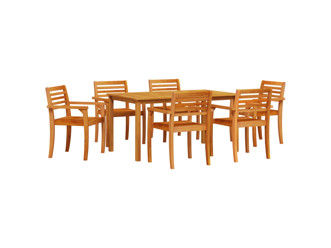Conjunto 7 Conjunto De Jardim Vidaxl Castanho Madeira De Acácia Maciça (150 X 90 X 74 Cm)