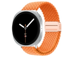 Pulseira Desportiva Elástica Em Nylon Entrançado Para Samsung Galaxy Watch 9 40mm 44mm, Com Fecho Magnético. Laranja Hexinyigjly