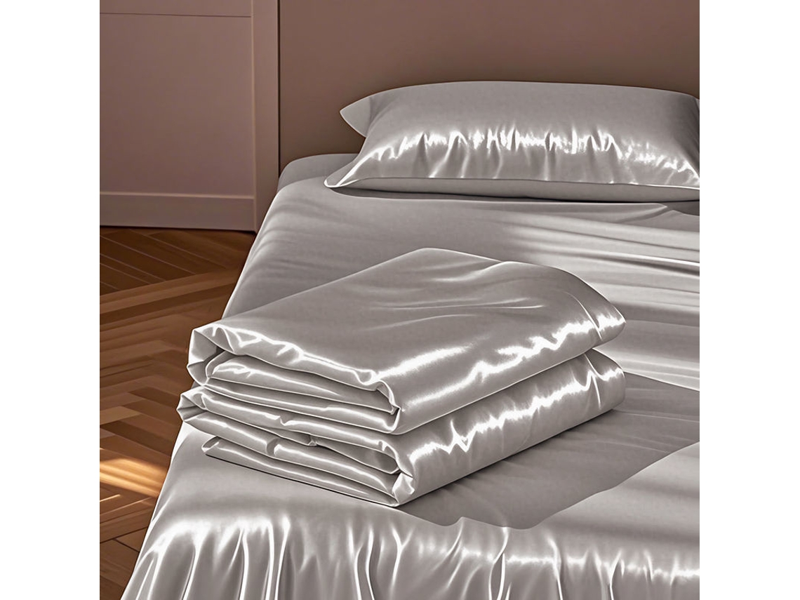 Lençóis De Gelo De Seda Eifson Poliéster Macio 170x230cm Com 2 Fronhas (cinzento)