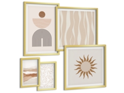 Conjunto De Pinturas Formas Abstratas Estilosas Da Natureza Espelharte (5 Peças)