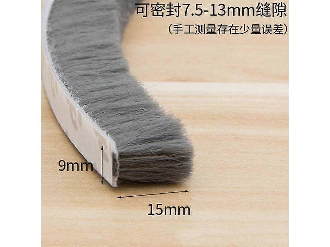 Tira de selado autoadesivo de pelos para portas e janelas 10m antivento isolante de ruído impermeável 7*6mm cinza