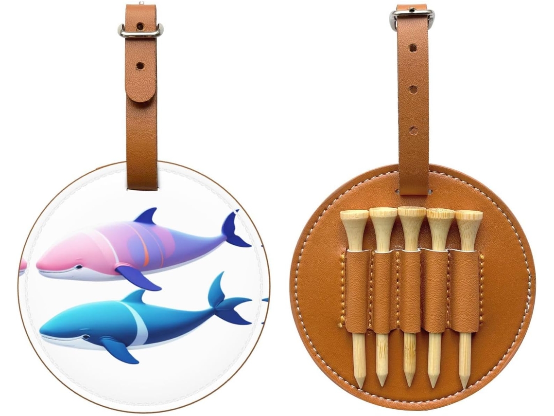 Bolsa para Tees de Golfe com Estampa de Baleia Náutica, Preta Fácil de Transportar e Mais Eficiente para Jog