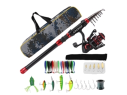 Combo Vara e Molinete de Pesca 2.7m Carbono com Mochila