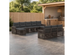Vidaxl Conjunto De Sofá De Jardim 10 Unid. Cinza E Cinza Escuro