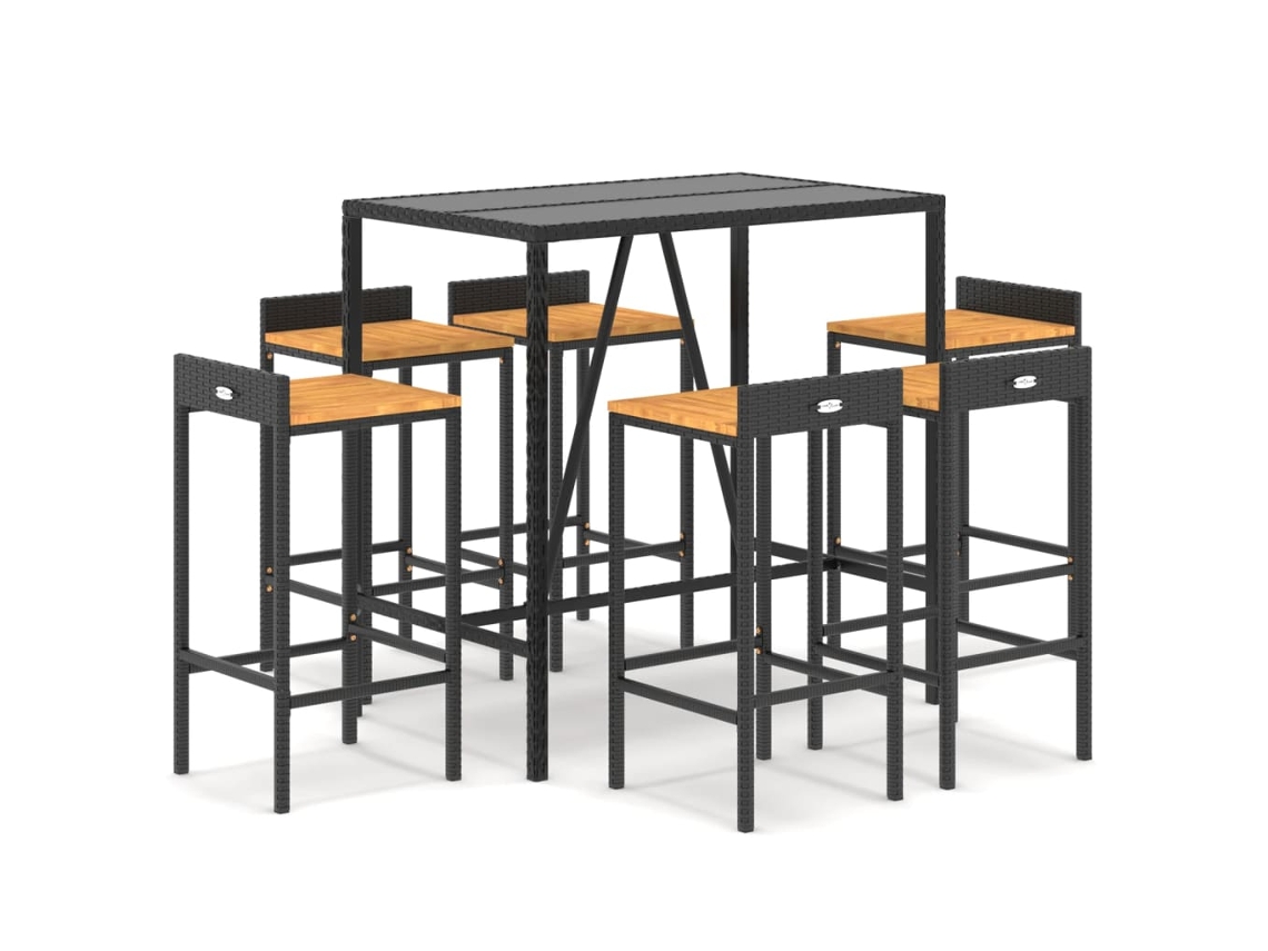 Garden Bar Set, Garden Bar Sets Vidaxl Preto Rattan / Vime (mesa Com 110 Cm De Comprimento)