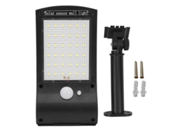 Luminária de parede solar com 36 LEDs e sensor de movimento para uso externo, ideal para garagem e jardim. Brilvibera