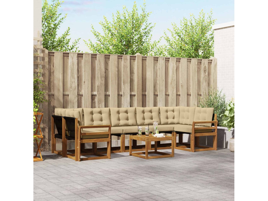 Vidaxl Conjunto De Sofás Para Exterior 8 Unid. Natural E Bege