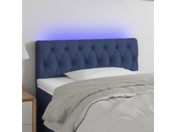Cabecero con luces LED, tela, 90x7x78/88 cm, azul