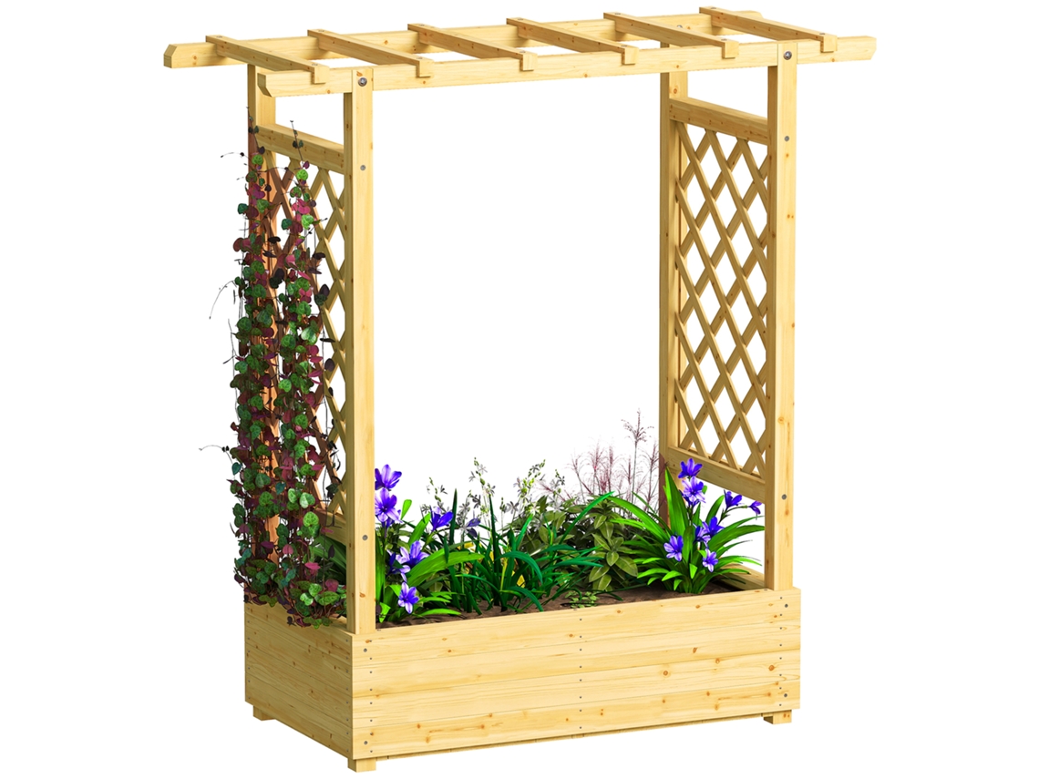 Jardineira CHEZMOI elevada, treliça, 110x44x113 cm, madeira