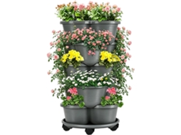 Jardineiras Empilháveis Generico Torre de Jardim Vertical com 5 Níveis, Mecanismo com Base Móvel e Rodas, Formato CHABERLU