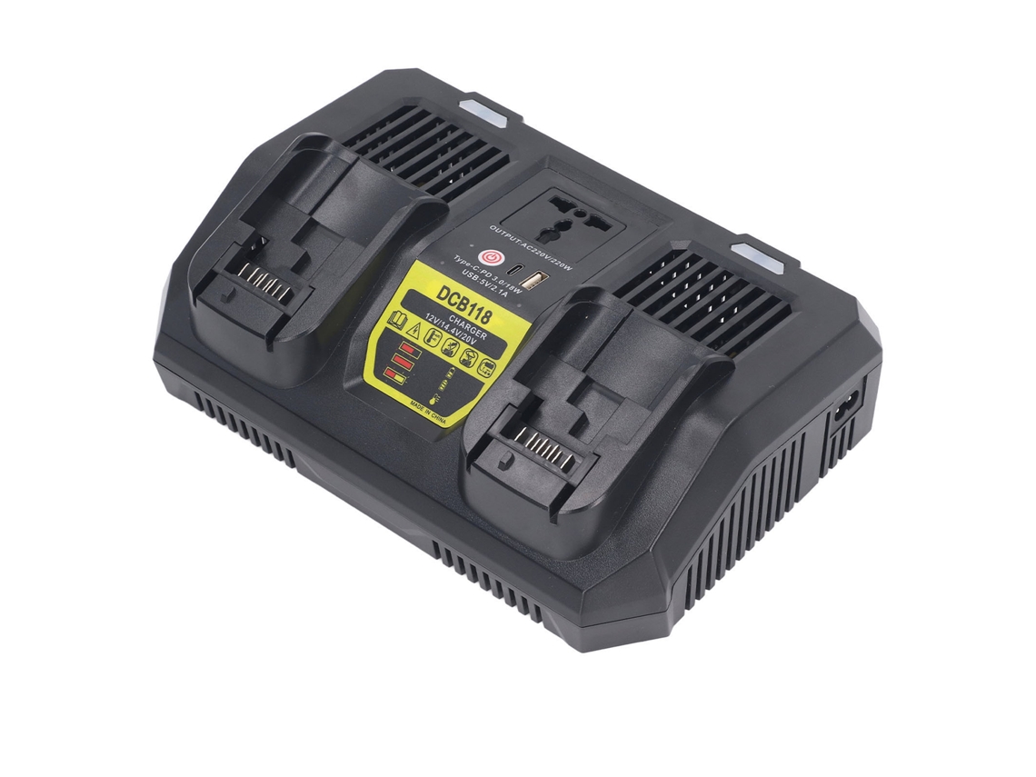 Carregador de bateria dupla de íons de lítio 12 V/14,4 V/20 V (carregamento e manutenção)