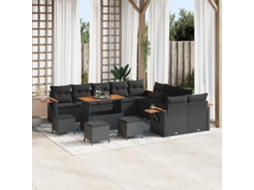 Vidaxl Conjunto De Sofá De Jardim 14 Unid. Preto Vime Pe