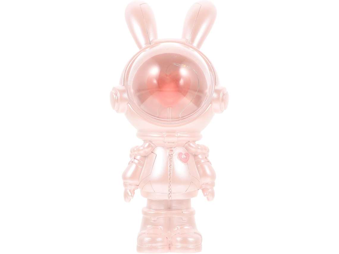 Estatueta de Coelhinhos Espaciais Brilhantes da Healeved, em Resina Rosa, para Decoração de Mesa e como Luminária CHABERLU