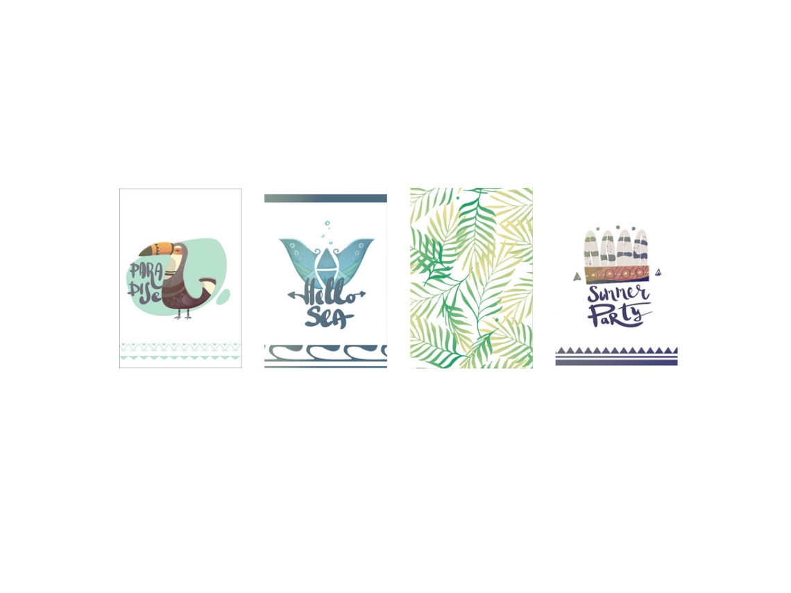 Laxiscreed Conjunto De 4 Pinturas A Óleo Com Pássaros E Folhas Verdes Para Decoração Moderna