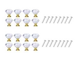 Puxadores de Vidro em Formato Diamante, Transparentes/dourados, Pacote com 8 Unidades BRILVIBERA (16)