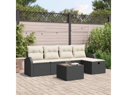 Vidaxl Conjunto De Sofá De Jardim 6 Unid. Preto Vime Pe